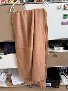 & Other Stories Soft Camel Fringe Wool Scarf